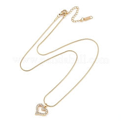 Placcatura sotto vuoto pvd acciaio inossidabile 304 cristallo strass catena serpente rotonda cuore ciondolo collane per le donne&nbsp;NJEW-Z044-02G