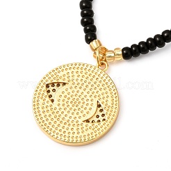 Collana con ciondolo in micro pavé di zirconi cubici in ottone malocchio per donna ragazza&nbsp;NJEW-JN03692