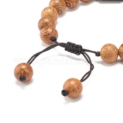 Bracelet en perles rondes tressées en bois naturel&nbsp;BJEW-JB07345