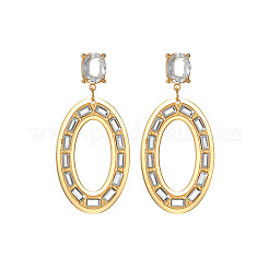 Boucles d'oreilles pendantes en acier inoxydable 304 et strass.&nbsp;WG52D4B-02