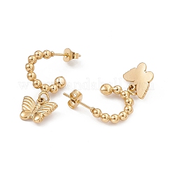 Anillo de acero inoxidable 304 con baño de iones (IP) y pendientes colgantes de mariposa.&nbsp;EJEW-B018-01G