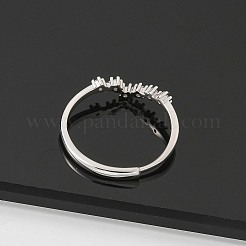 Anillos ajustables de circonita cúbica transparente con micro pavé de plata de ley chapada en rodio de constelaciones para mujer&nbsp;RJEW-P130-01P-D