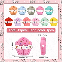 11 Stück 11 Farben Eiscreme-Silikon-Fokalperlen&nbsp;SIL-YW0003-63