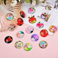 Fleurs imprimés cabochons de verre&nbsp;sgGGLA-SZ0001-14