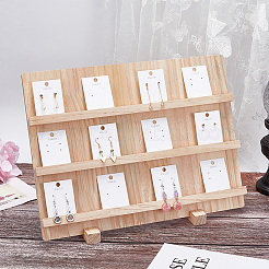 3-stöckige rechteckige Holz-Ohrring-Display-Kartenständer&nbsp;EDIS-WH0029-78