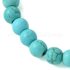 Pulseras elásticas redondas de turquesa sintética y concha natural de 6 mm&nbsp;BJEW-JB10579