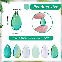 90 Stück 6 Farben transparente tschechische Glasperlen&nbsp;GLAA-GA0001-81