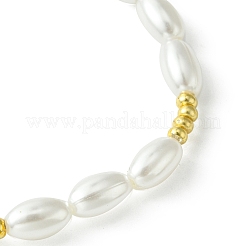 Braccialetti elasticizzati da donna con perline di riso in plastica ABS imitazione perla&nbsp;BJEW-JB10577