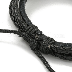 Braccialetti multifilo a triplo strato in pelle sintetica intrecciata e cordini cerati&nbsp;BJEW-P329-10B-AS