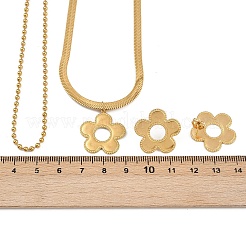 304 Edelstahl-Blumenanhänger-Halsketten & Kugelketten & Ohrstecker-Sets für Damen&nbsp;SJEW-F225-04G