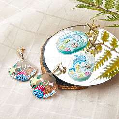 4 paio di 4 stili di resina epossidica (con fiori secchi all'interno) e acetato di cellulosa (resina) set di orecchini pendenti&nbsp;EJEW-SZ0001-33