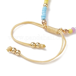 Perline di vetro regolabili e braccialetti con perline intrecciate con perle finte da donna&nbsp;BJEW-JB10542