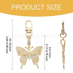 3 ciondolo a forma di farfalla con strass in lega&nbsp;HJEW-YW00206