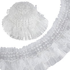 Nastro di pizzo plissettato a doppio strato in poliestere&nbsp;OCOR-WH0036-92B