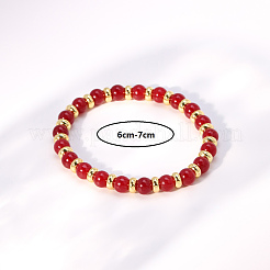 Pulseras elásticas de cuentas redondas de jade rojo natural de Malasia para el Día de la Madre para mujer&nbsp;GC5847