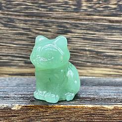 Figuras de gatos curativas talladas en aventurina verde natural&nbsp;WG60889-01