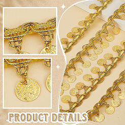Bordure en dentelle tressée métallisée&nbsp;DIY-WH0308-592