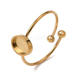 Matériaux pour bracelet jonc ovale ouvert en acier inoxydable 304 avec plateau à lunette&nbsp;SA-CBABF3F-03G-07