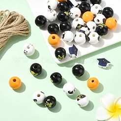 Abschlusssaison-Thema DIY runde Naturholzperlen & Juteschnur Anhänger-Bastelsets&nbsp;DIY-CJ0002-71
