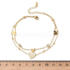 Cavigliere da donna a 2 filo in acciaio inossidabile 304 con ciondolo in smalto e zirconia cubica trasparente&nbsp;AJEW-K054-01D-G
