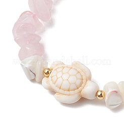 2 bracelet tressé en perles de quartz rose naturel&nbsp;BJEW-JB11541-02