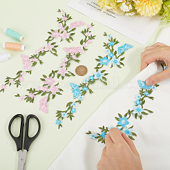 2 Paar 2 Farben Blumen-Stickereistoff aus Polyester zum Aufnähen&nbsp;PATC-GF0001-59B