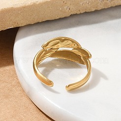 Offene Manschettenringe aus 304er Edelstahl mit Blattmotiv für Unisex&nbsp;RJEW-Q003-04G