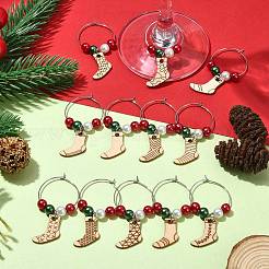 Charms in vetro per vino in legno&nbsp;AJEW-JO00244