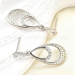Boucles d'oreilles pendantes en laiton avec pavé de zircon cubique transparent&nbsp;EJEW-M103-10P