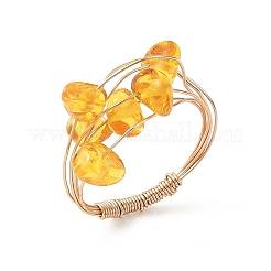 Fingerringe aus natürlichem Bernstein&nbsp;RJEW-JR01080