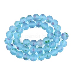 Hebras de cuentas de cristal de murano hechas a mano heladas&nbsp;LAMP-Q041-07B