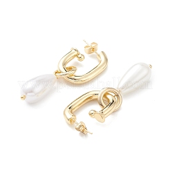 Pendientes colgantes ovalados de latón con perla abs en forma de lágrima para mujer&nbsp;EJEW-C059-02G