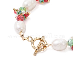 Pulseras navideñas de cuentas de vidrio&nbsp;BJEW-TA00688