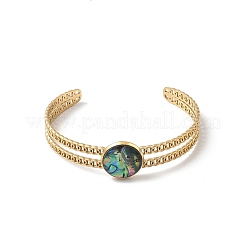 Bracelet jonc ouvert en acier inoxydable 304 émaillé&nbsp;BJEW-JB14486-01