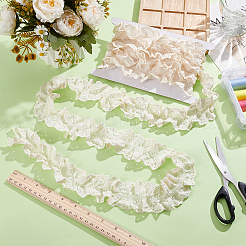 3 mètre de ruban de dentelle plissée brodé de fleurs en coton&nbsp;OCOR-MA0001-14A