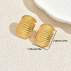 Boucles d'oreilles à tige ovales à rayures minimalistes en acier inoxydable&nbsp;UW8798