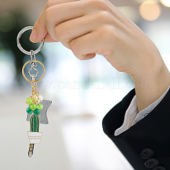 Portachiavi con pendente in lega smaltata a foglia&nbsp;KEYC-CP0001-26