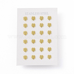 Kleeblatt-Ohrstecker aus Strass&nbsp;EJEW-P212-24G-01