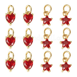 12 pièce 2 styles de breloques en laiton micro pavées en zircone cubique&nbsp;KK-TA0008-70G