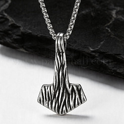 Colliers pendentifs hache viking vintage en acier inoxydable 304 pour hommes&nbsp;WG47AC0-01