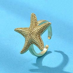 Bagues manchette en laiton en forme d'étoile de mer pour femmes&nbsp;LS-RJEW-C123-02G