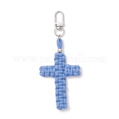 Kreuz Baumwollfäden Anhänger Dekorationen&nbsp;HJEW-TA00398-02