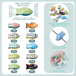 10 Stück 10 Stile handgefertigte Porzellan-Keramikperlen&nbsp;PORC-TA0001-37