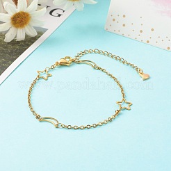 Bracciale in acciaio inossidabile 304 con maglie a forma di luna e stella&nbsp;BJEW-JB06521
