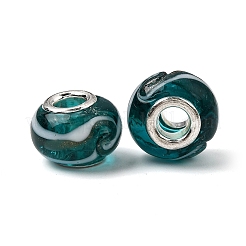 Perlen Rondelle Handgefertigte Goldsand lampwork european großes Loch&nbsp;LPDL-R007-07A