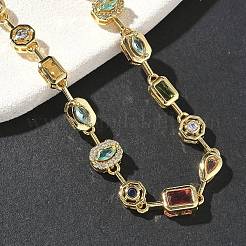 Messing Micro Pave bunte Zirkonia Gliederkettenarmbänder&nbsp;BJEW-G764-04G
