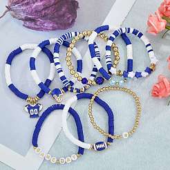 1 juego de pulseras elásticas de cuentas heishi de arcilla polimérica hechas a mano&nbsp;BJEW-SZ0002-67A-04