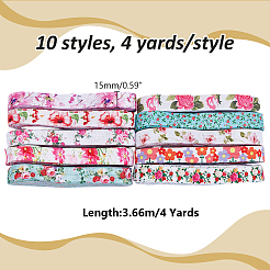 40 Yards 10 Stile flache elastische Polyesterschnur mit Blumendruck&nbsp;OCOR-WR0001-48