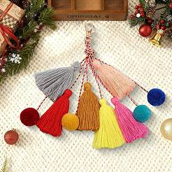 Decoraciones colgantes de borlas de poliéster&nbsp;HJEW-WH20022-09A