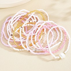 17 pz braccialetti elastici con perline di semi impilabili bohémien&nbsp;PW-WG4899C-01